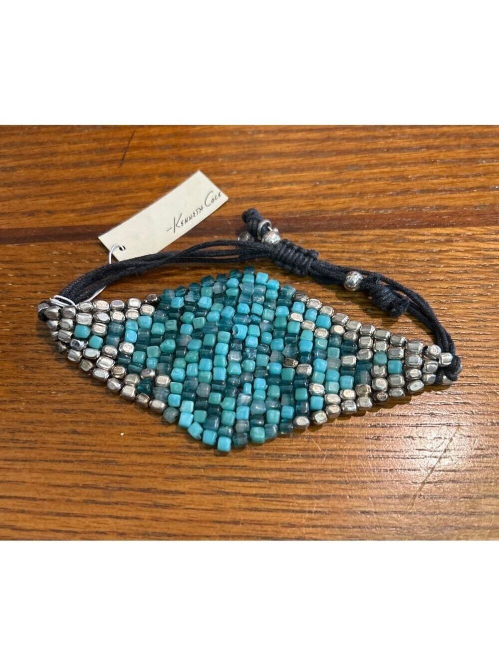Women's Kenneth Cole Turquoise & Silver Beaded Bracelet fully adjustable